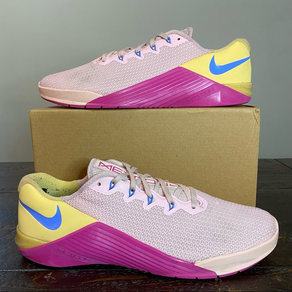 Nike Women's Pink Yellow Blue Cross-Training Sneakers